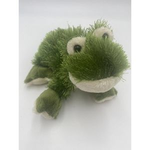 Ganz Wedkinz frog Plush stuffed Animal green, black eyes w on paw 7 inches W